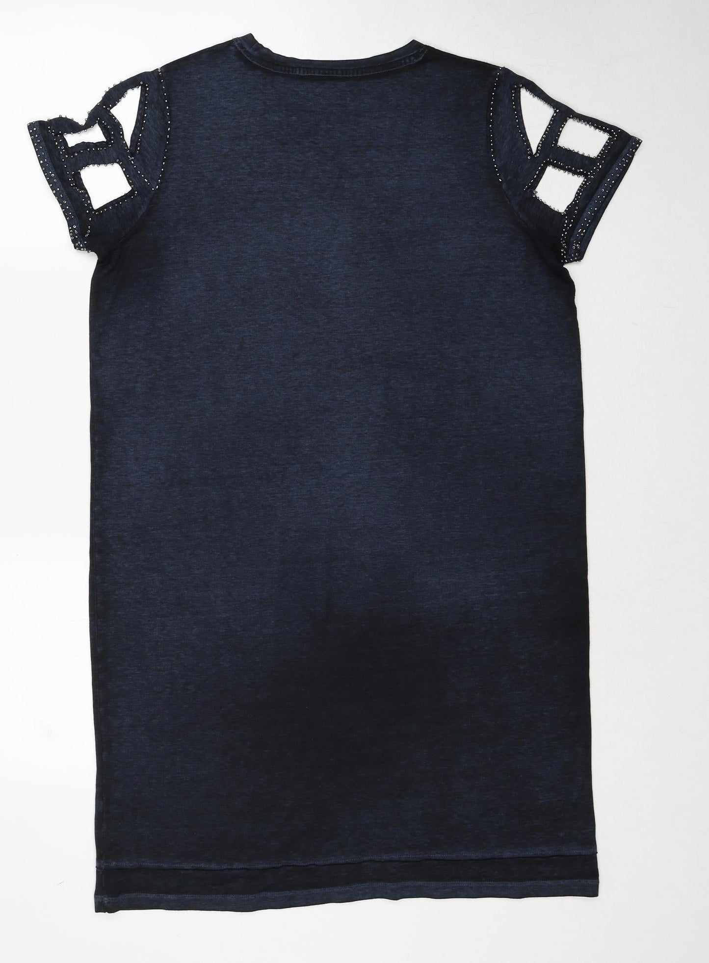 Label Lab Womens Blue Herringbone Cotton A-Line Size 12 Round Neck Pullover