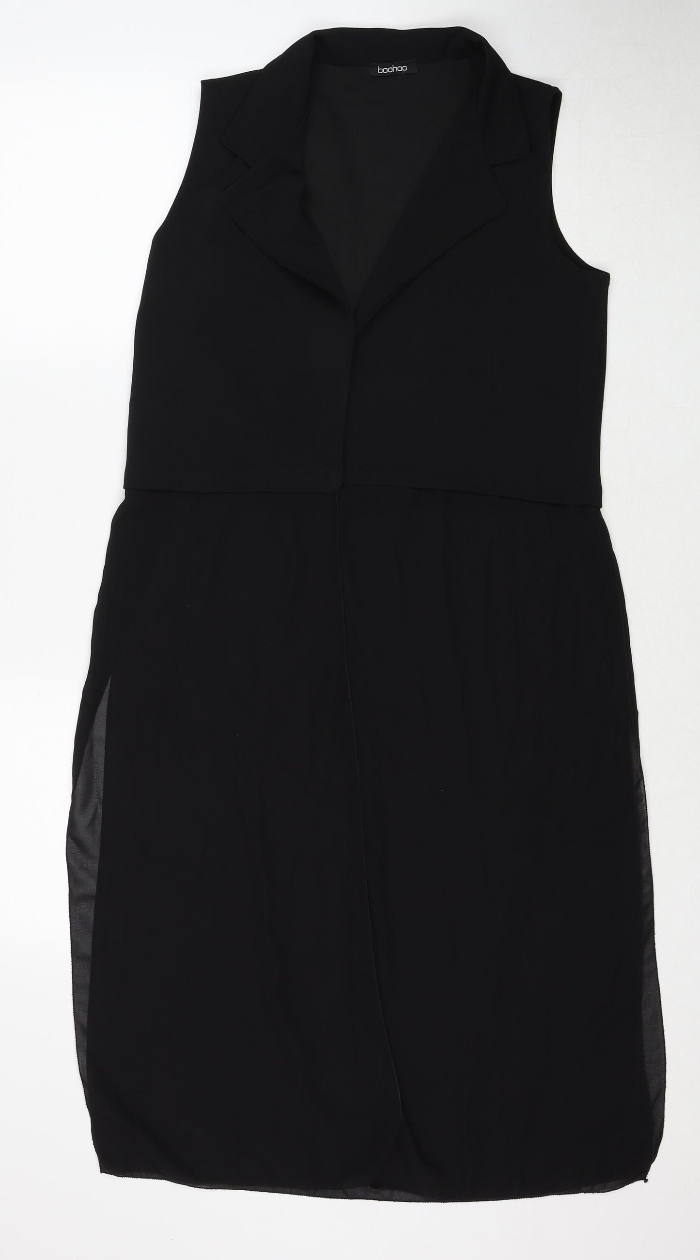 Boohoo Womens Black Polyester Basic Blouse Size M V-Neck