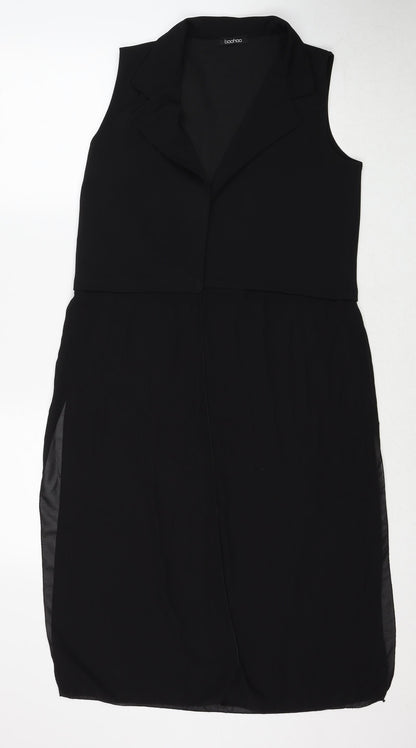 Boohoo Womens Black Polyester Basic Blouse Size M V-Neck