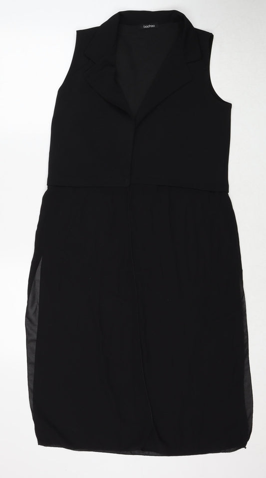 Boohoo Womens Black Polyester Basic Blouse Size M V-Neck