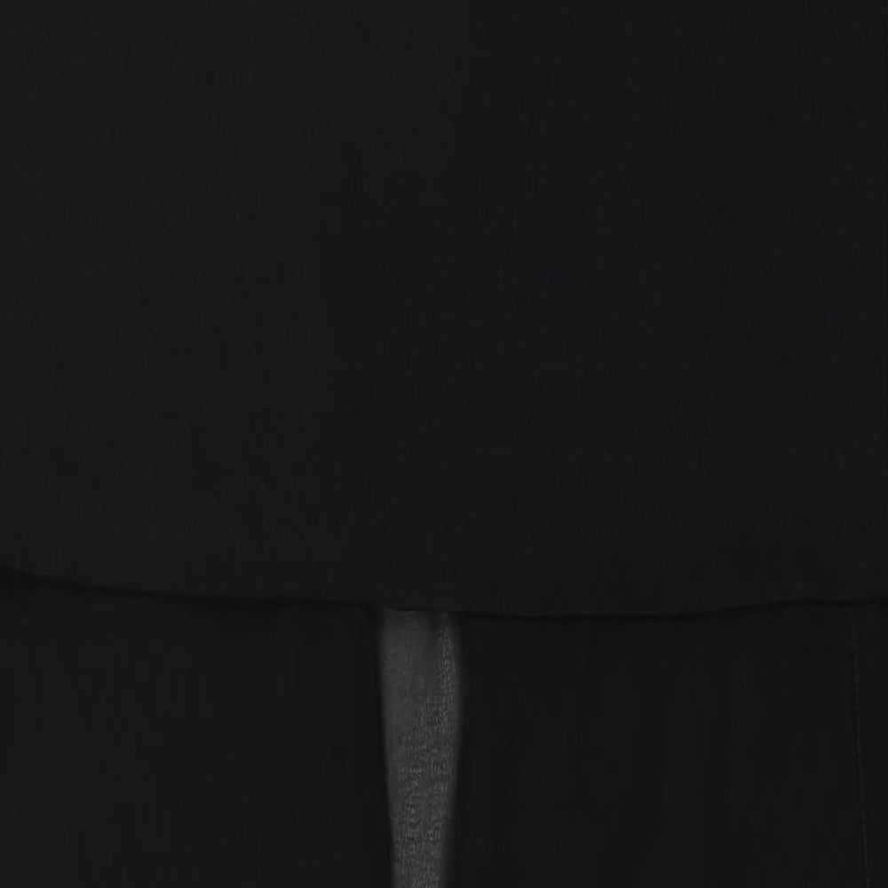 Boohoo Womens Black Polyester Basic Blouse Size M V-Neck