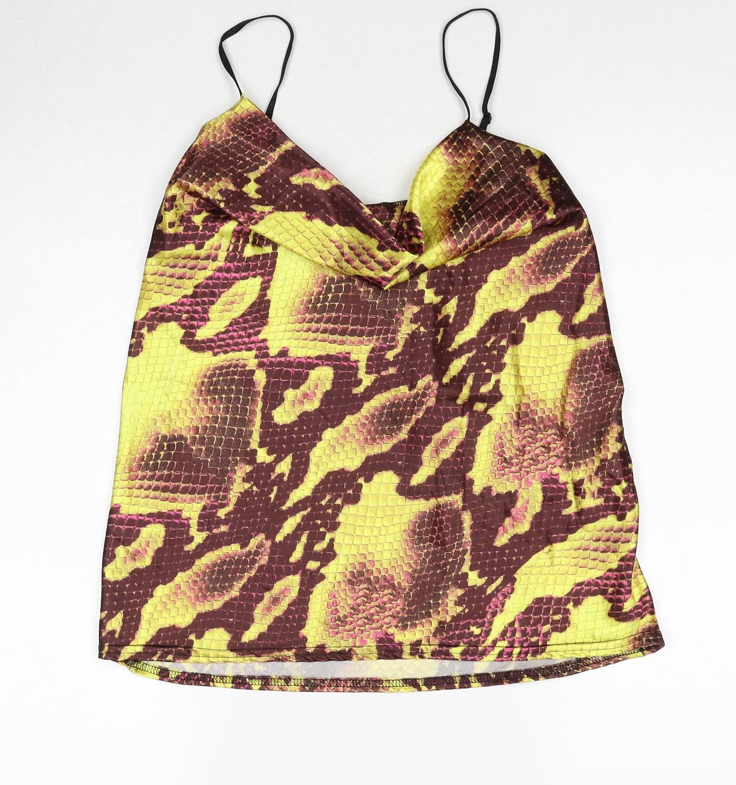 Boohoo Womens Multicoloured Geometric Polyester Basic Tank Size 6 Cowl Neck