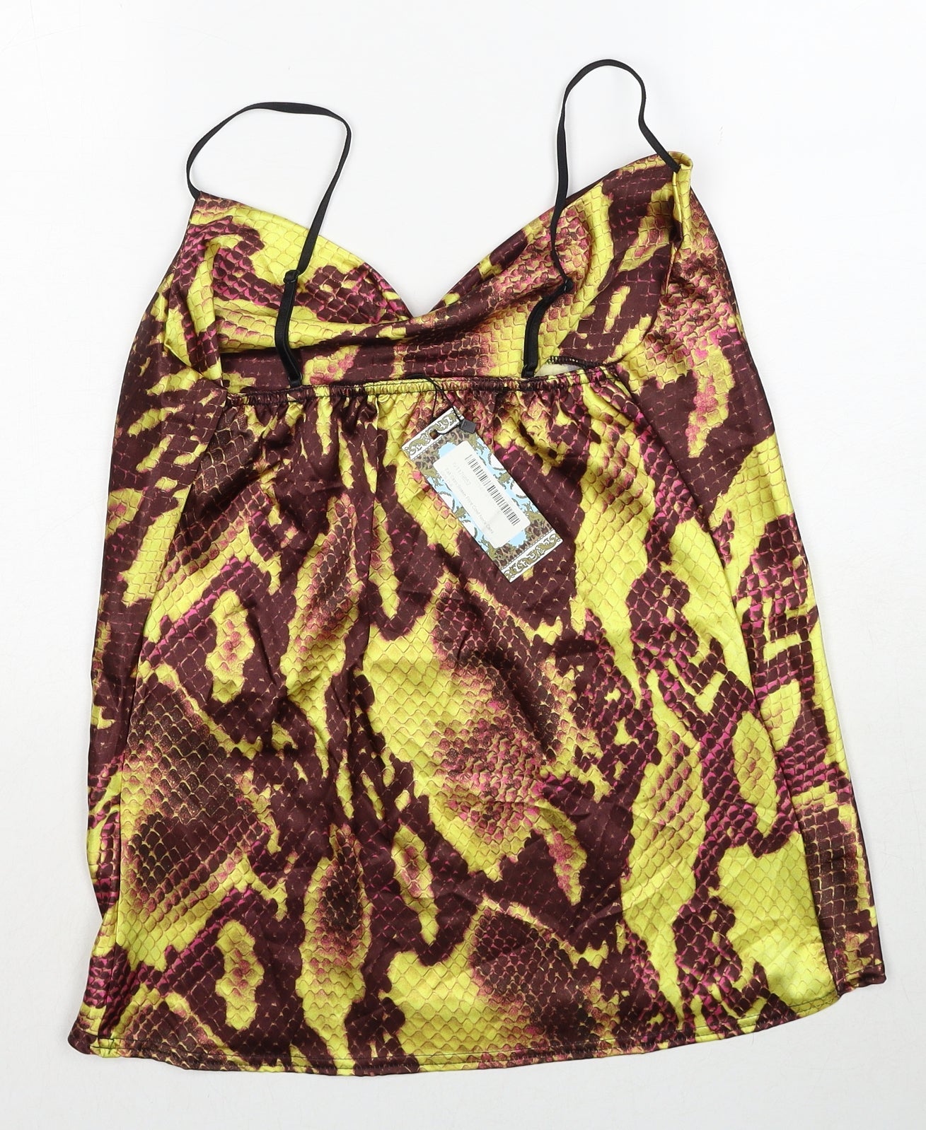 Boohoo Womens Multicoloured Geometric Polyester Basic Tank Size 6 Cowl Neck