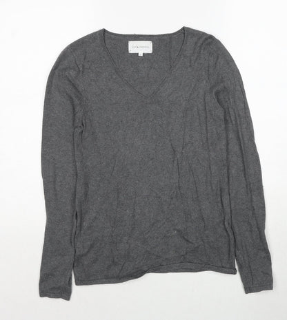 Sud Express Womens Grey V-Neck Cotton Pullover Jumper Size S - All That Art