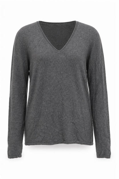 Sud Express Womens Grey V-Neck Cotton Pullover Jumper Size S - All That Art