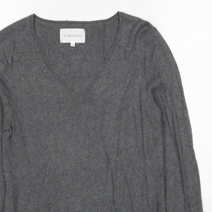 Sud Express Womens Grey V-Neck Cotton Pullover Jumper Size S - All That Art