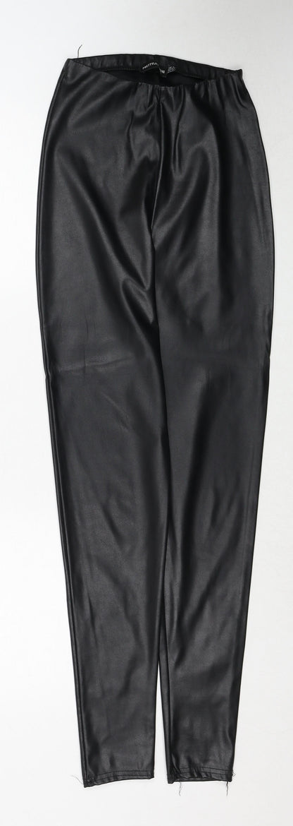 PRETTYLITTLETHING Womens Black Polyester Chino Leggings Size 4