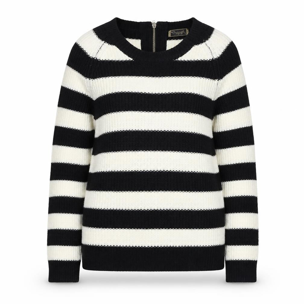 Originals Womens Black Round Neck Striped Acrylic Pullover Jumper Size S