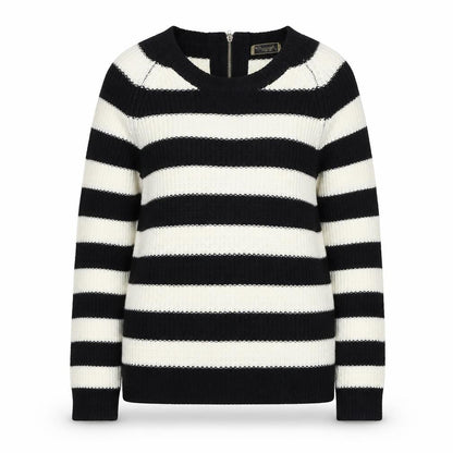 Originals Womens Black Round Neck Striped Acrylic Pullover Jumper Size S