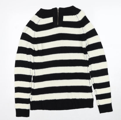 Originals Womens Black Round Neck Striped Acrylic Pullover Jumper Size S