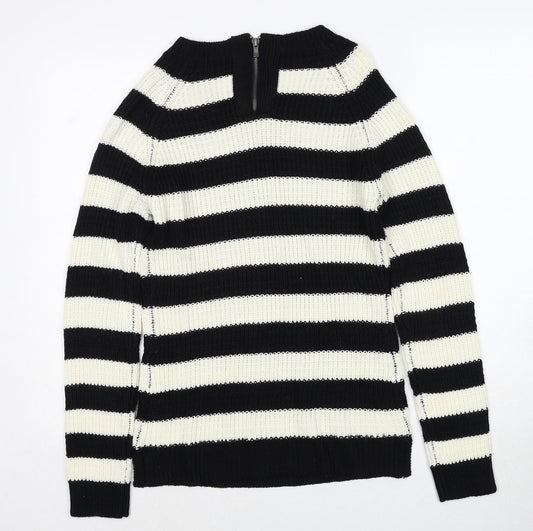 Originals Womens Black Round Neck Striped Acrylic Pullover Jumper Size S