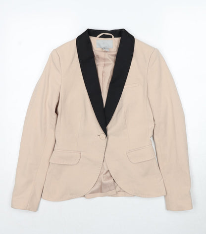 H&M Womens Beige Polyester Jacket Suit Jacket Size 4