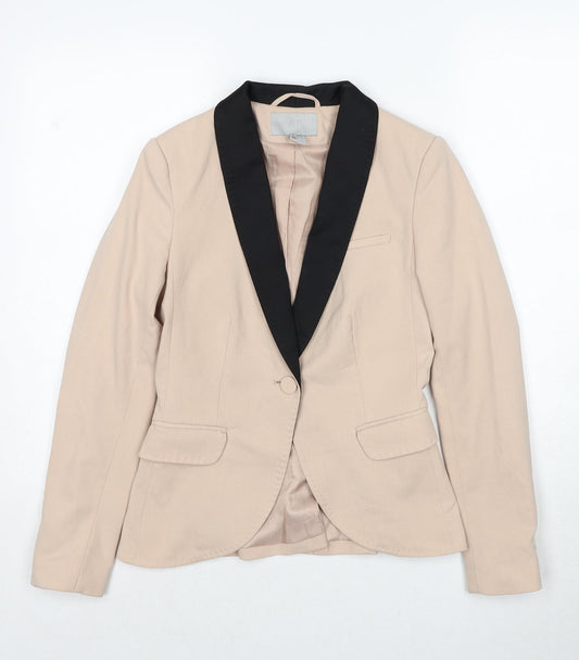 H&M Womens Beige Polyester Jacket Suit Jacket Size 4