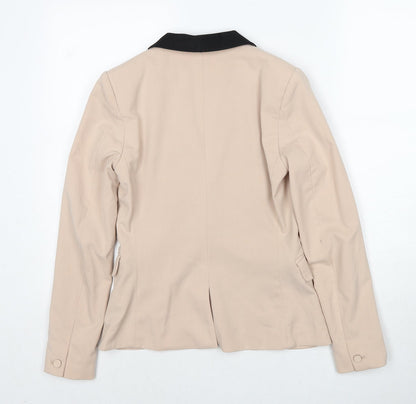 H&M Womens Beige Polyester Jacket Suit Jacket Size 4