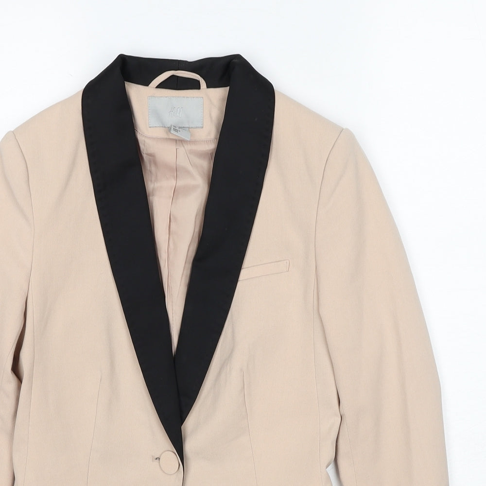 H&M Womens Beige Polyester Jacket Suit Jacket Size 4