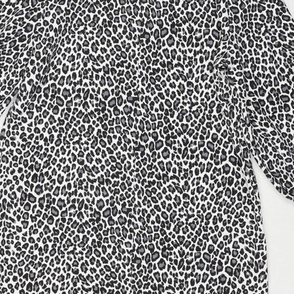 Boohoo Womens Grey Animal Print Polyester A-Line Size 14 Round Neck Pullover - Leopard Pattern