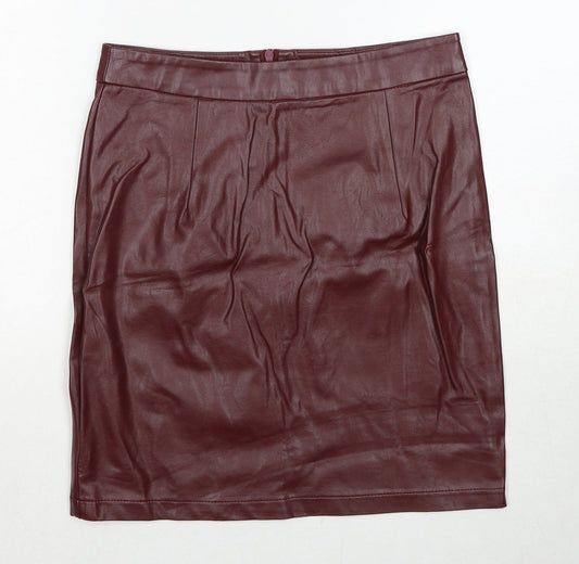 Boohoo Womens Red Polyethylene A-Line Skirt Size 6 Zip