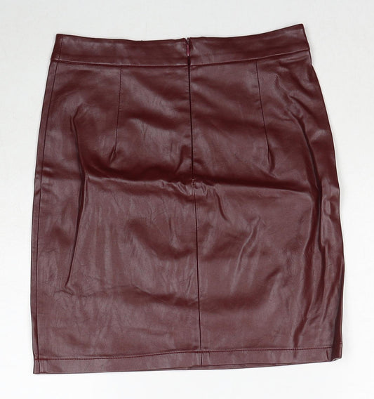 Boohoo Womens Red Polyethylene A-Line Skirt Size 6 Zip