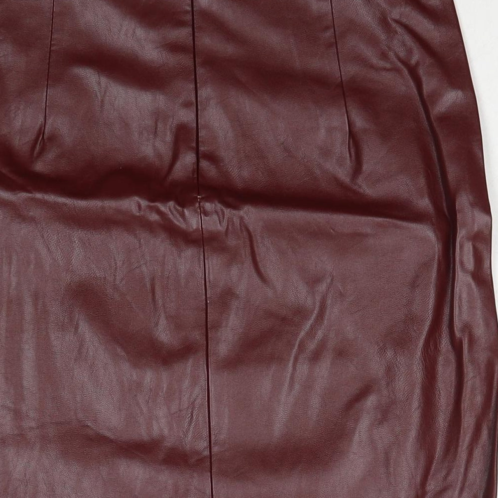 Boohoo Womens Red Polyethylene A-Line Skirt Size 6 Zip
