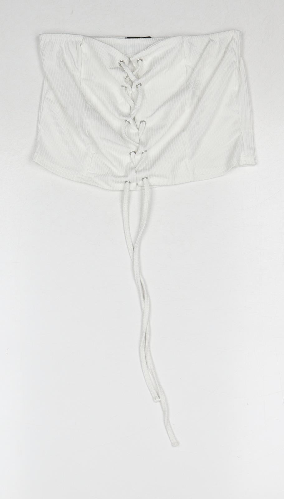 Womens UK Size 10 PRETTYLITTLETHING White Cropped Tank