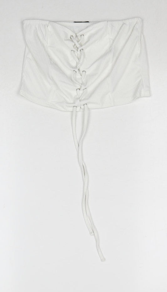 Womens UK Size 10 PRETTYLITTLETHING White Cropped Tank