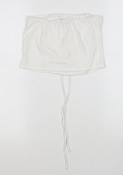 Womens UK Size 10 PRETTYLITTLETHING White Cropped Tank