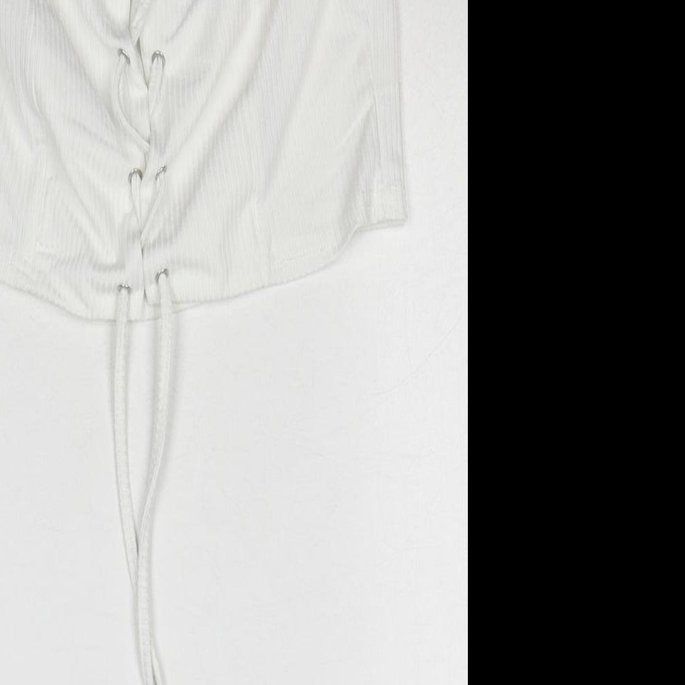 Womens UK Size 10 PRETTYLITTLETHING White Cropped Tank