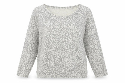 New Look Womens Grey Animal Print Polyester Pullover Sweatshirt Size 14 Pullover - Leopard Pattern