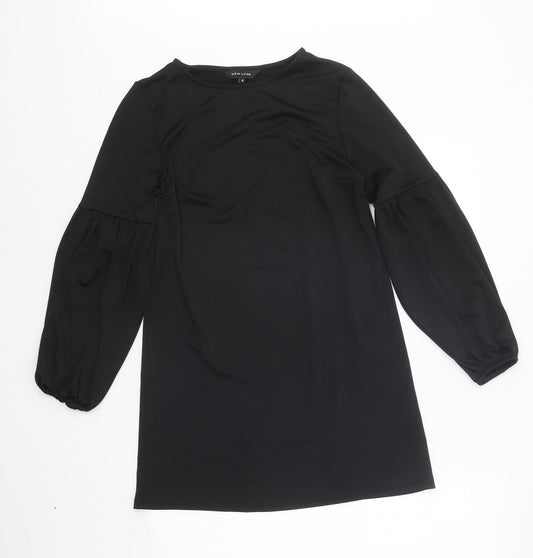 New Look Womens Black Polyester Jumper Dress Size 8 Round Neck Pullover