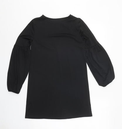New Look Womens Black Polyester Jumper Dress Size 8 Round Neck Pullover