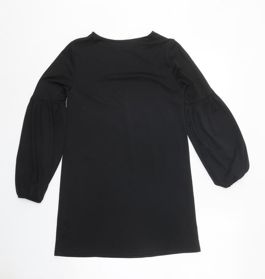 New Look Womens Black Polyester Jumper Dress Size 8 Round Neck Pullover