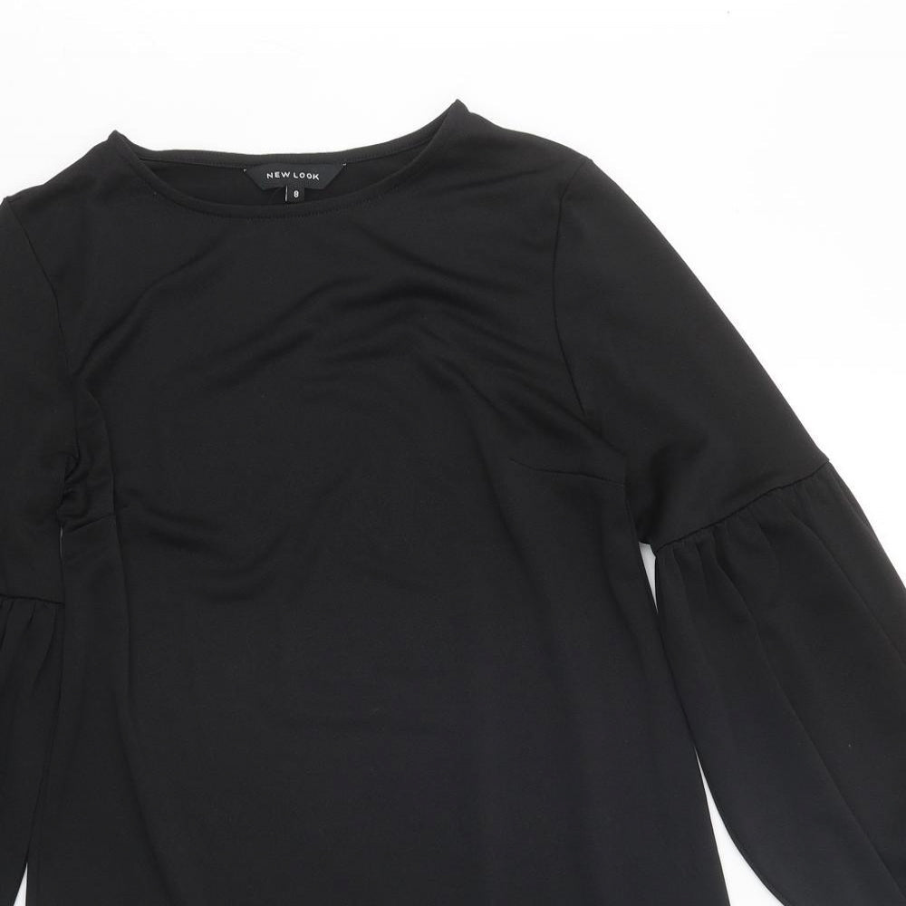 New Look Womens Black Polyester Jumper Dress Size 8 Round Neck Pullover