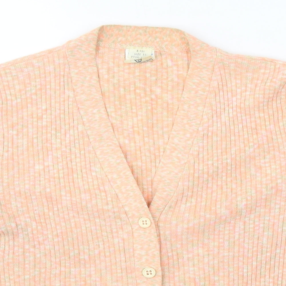 Skylar Womens Pink V-Neck Acrylic Cardigan Jumper Size S
