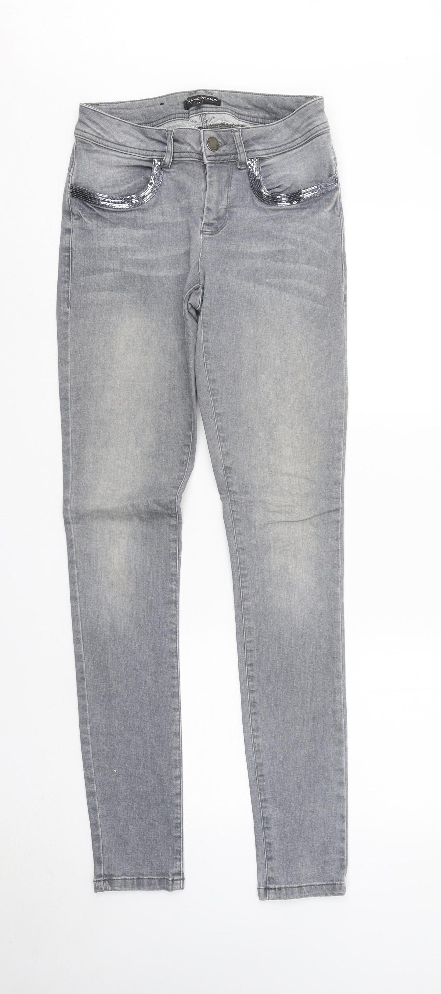 Tramontana Womens Grey Cotton Skinny Jeans Size 6 L32 in Regular Button
