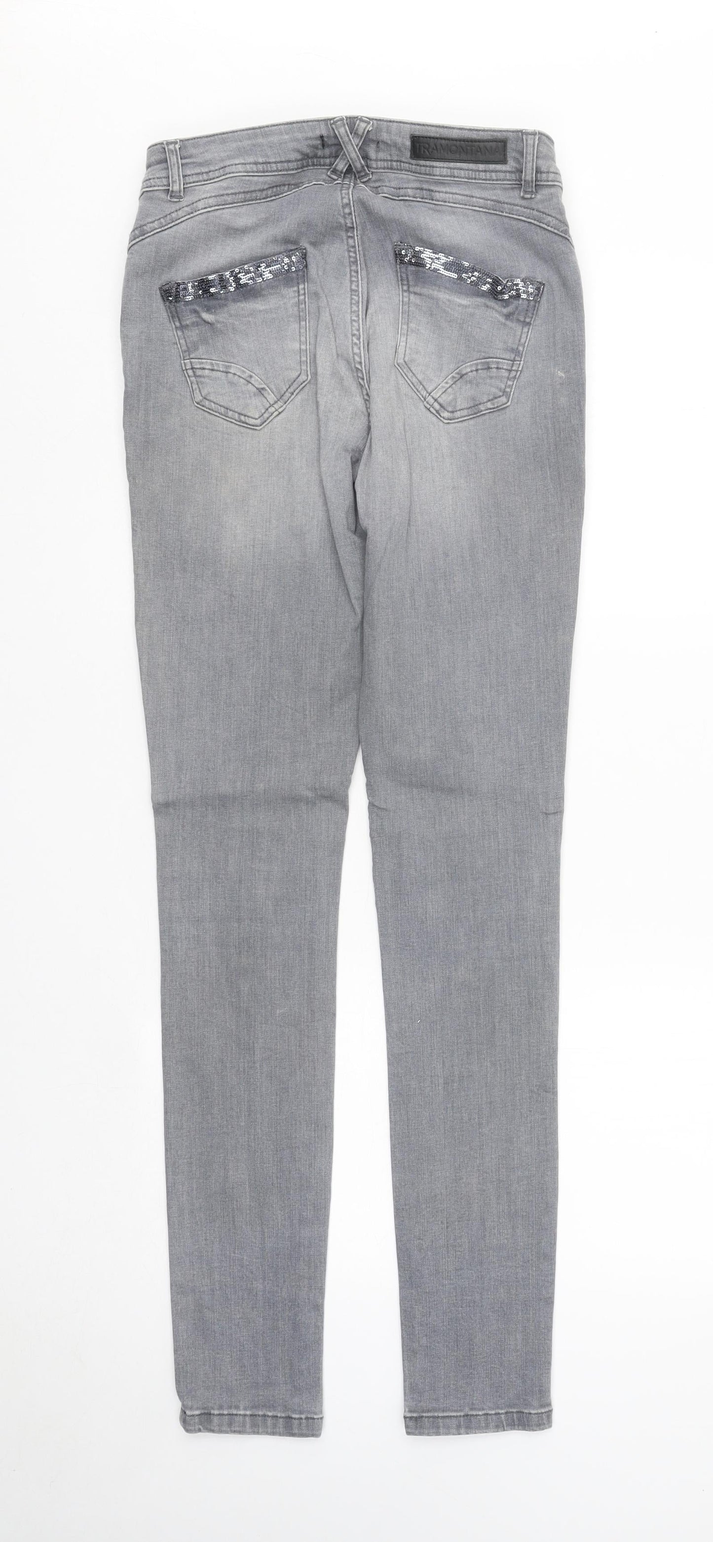 Tramontana Womens Grey Cotton Skinny Jeans Size 6 L32 in Regular Button