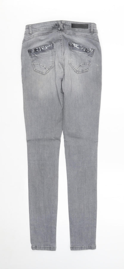 Tramontana Womens Grey Cotton Skinny Jeans Size 6 L32 in Regular Button