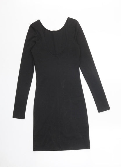 H&M Womens Black Polyester Bodycon Size 6 Scoop Neck Pullover