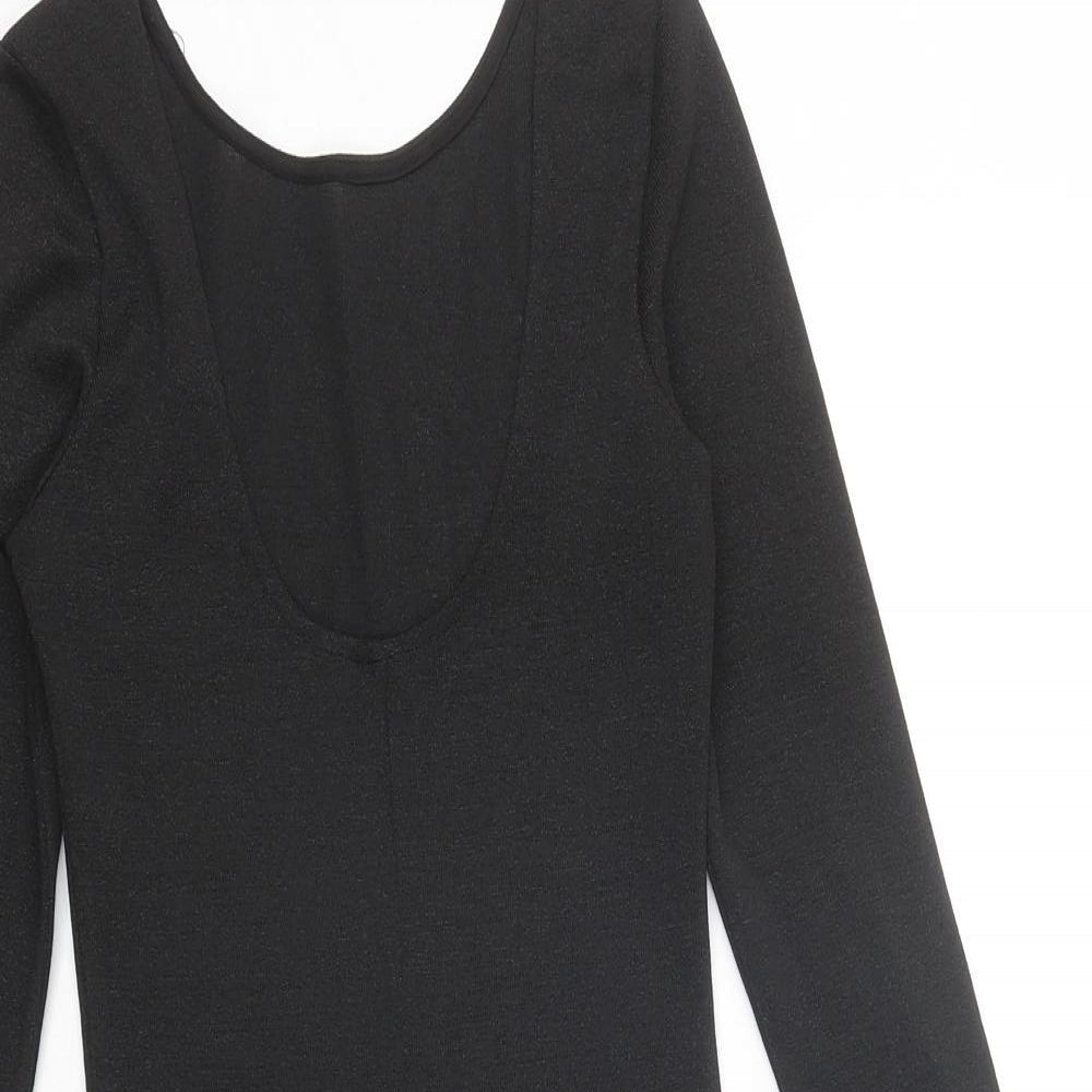 H&M Womens Black Polyester Bodycon Size 6 Scoop Neck Pullover