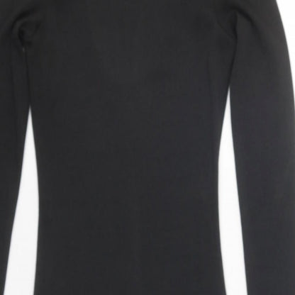 H&M Womens Black Polyester Bodycon Size 6 Scoop Neck Pullover