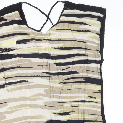 fransa Womens Black Geometric Polyester Basic Blouse Size M Round Neck