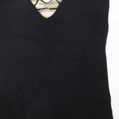 fransa Womens Black Geometric Polyester Basic Blouse Size M Round Neck