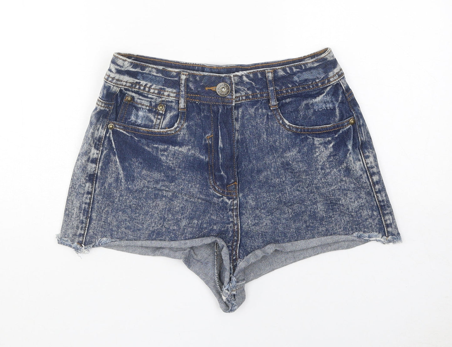 Blonde & Blonde Womens Blue Cotton Hot Pants Shorts Size 8 Regular Button