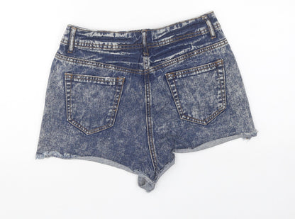 Blonde & Blonde Womens Blue Cotton Hot Pants Shorts Size 8 Regular Button