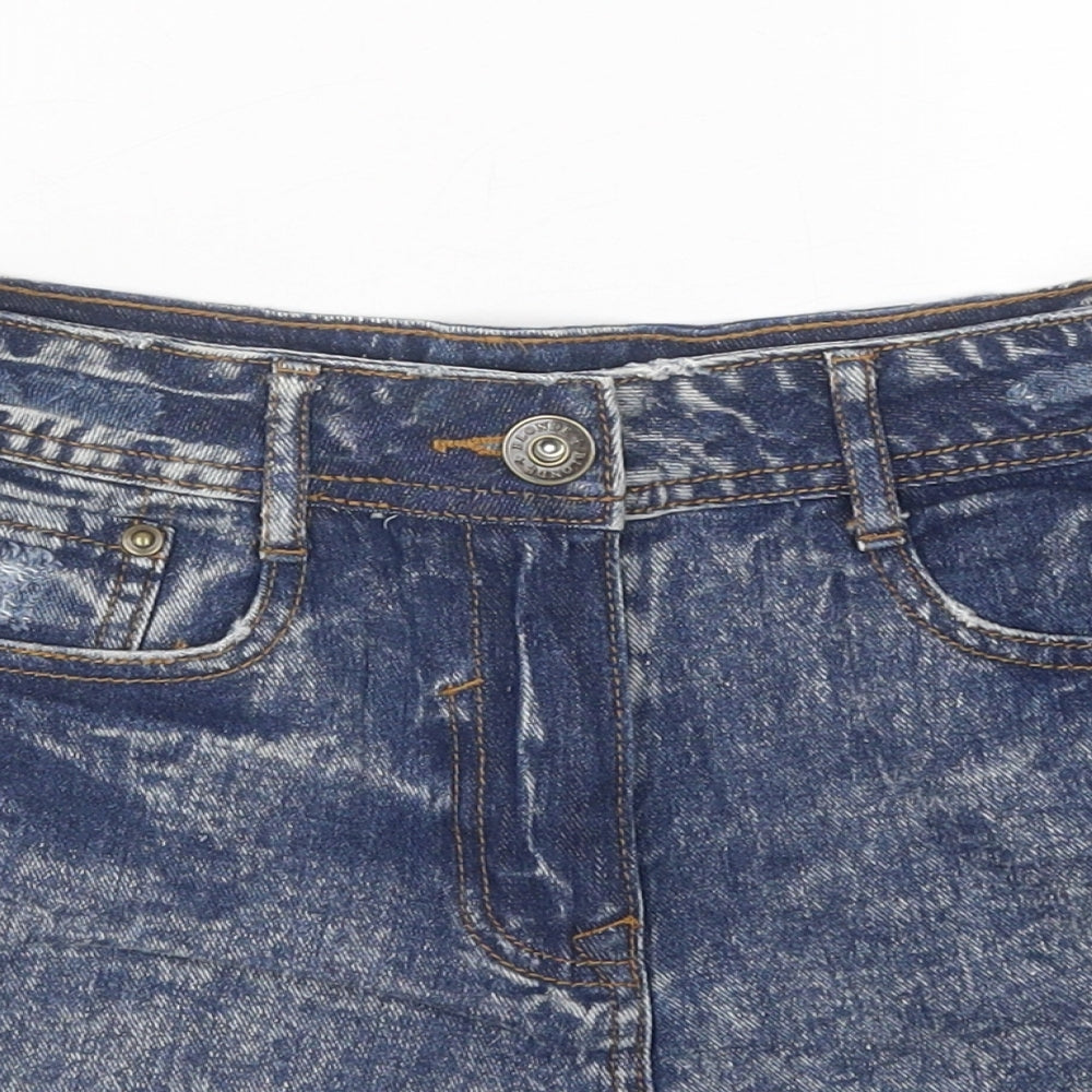 Blonde & Blonde Womens Blue Cotton Hot Pants Shorts Size 8 Regular Button