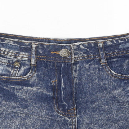 Blonde & Blonde Womens Blue Cotton Hot Pants Shorts Size 8 Regular Button