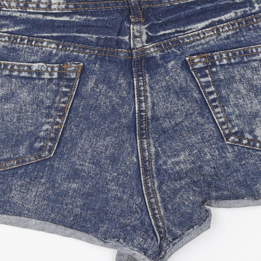 Blonde & Blonde Womens Blue Cotton Hot Pants Shorts Size 8 Regular Button