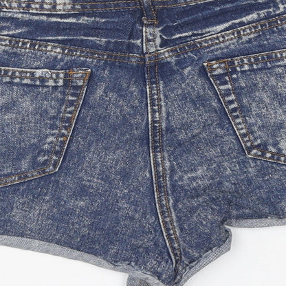 Blonde & Blonde Womens Blue Cotton Hot Pants Shorts Size 8 Regular Button