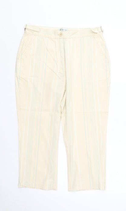 Green Lamb Womens Yellow Striped Polyester Trousers Size 10 Regular Button