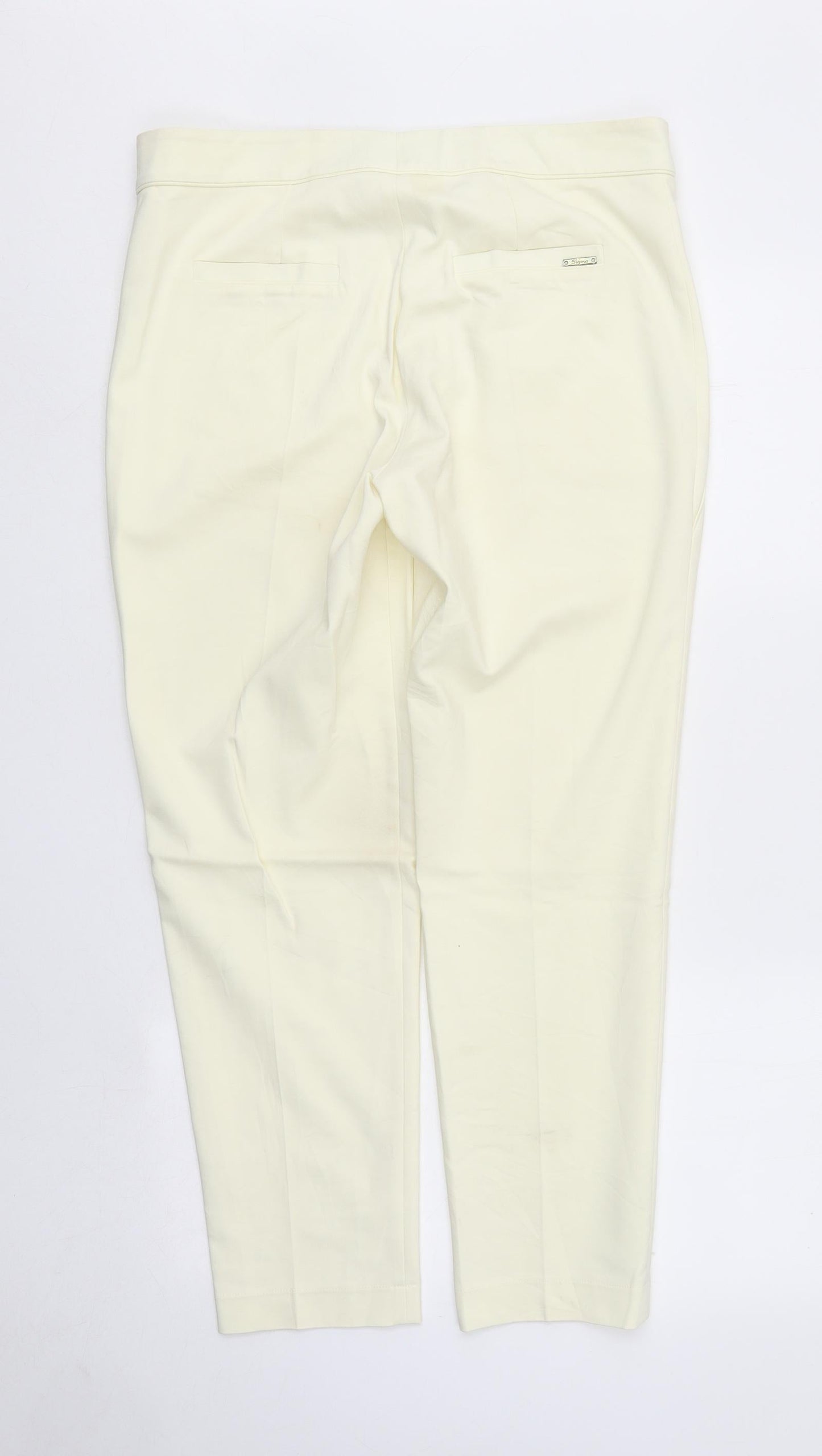 Sigma Womens Ivory Polyester Chino Trousers Size 14 L26 in Regular Zip