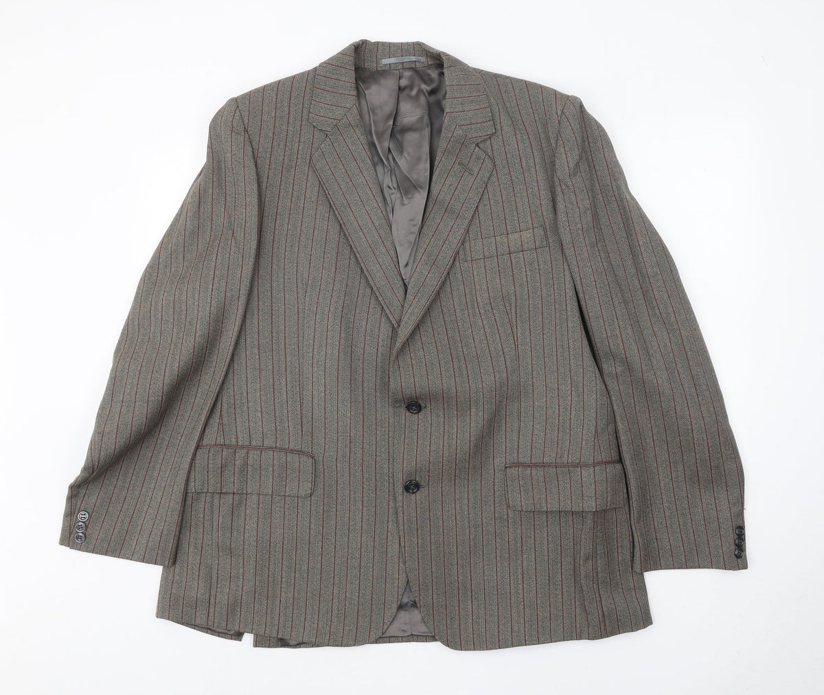 Keith Mallison Mens Grey Striped Wool Jacket Suit Jacket Size 40 Regular